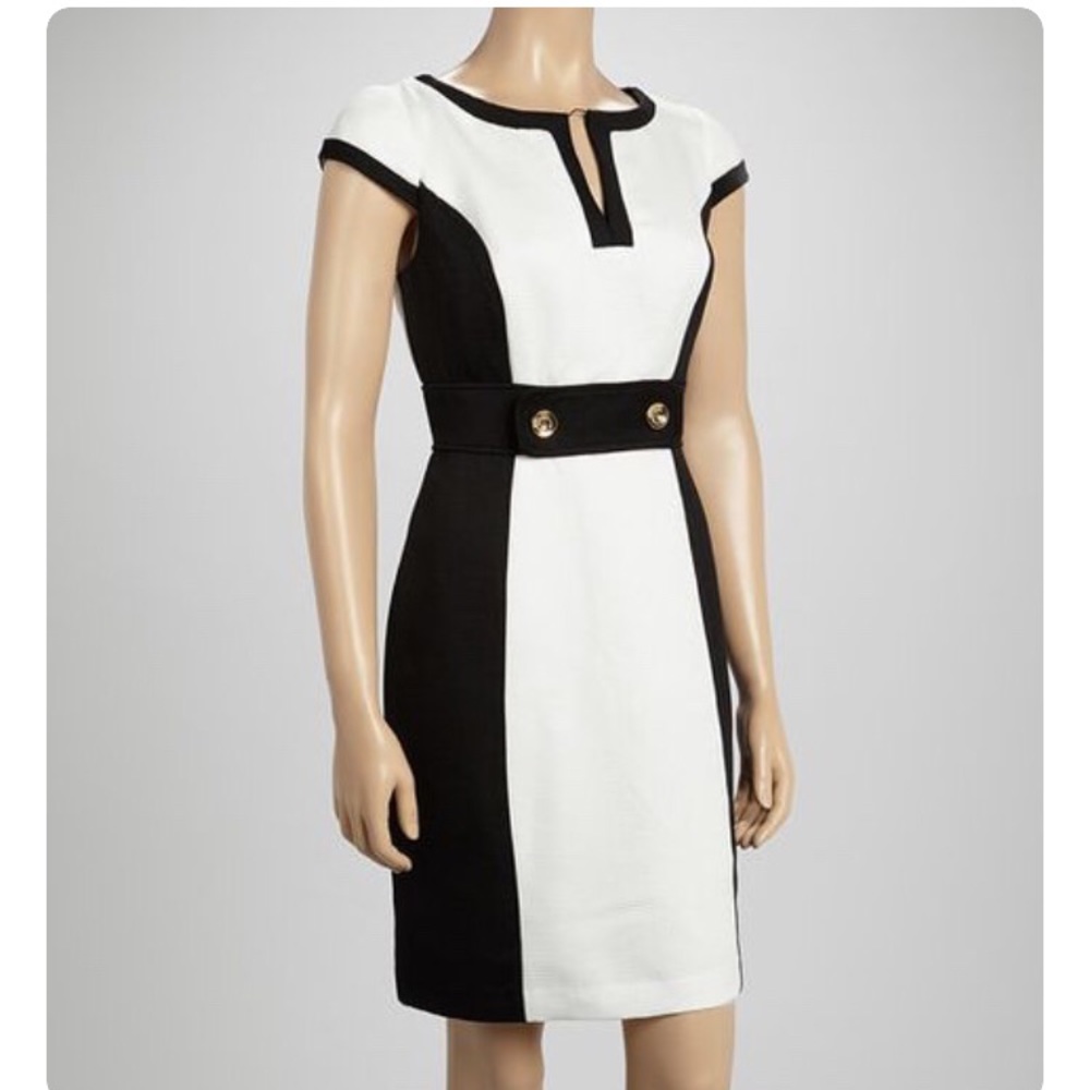 Sandra Darren Button Cap Sleeve Dress